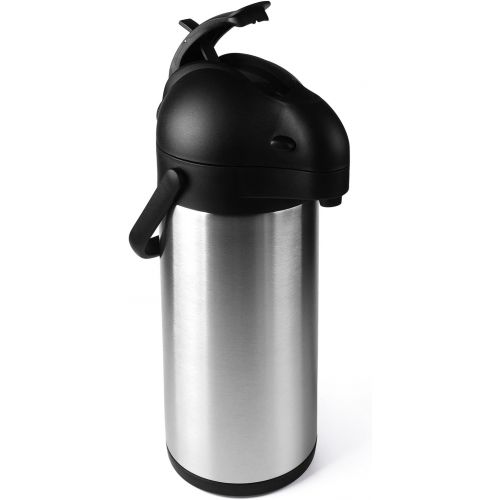  Cresimo 2.2 Litre Pumpkanne, Edelstahl Thermoskanne und Pumpthermoskanne mit 12 Stunden Warmespeicherung - Druckknopf Thermosflasche, Isolierflasche und Thermo Flasche - 2.2L Airpot