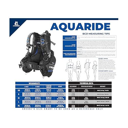 크레시 Cressi Hydrodynamic Scuba Diving Buoyancy Compensator Device with Great Ascensional Capacity - Aquaride: Designed in Italy