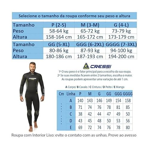 크레시 Cressi Men's Full Neoprene Wetsuit Back-Zip for Scuba Diving & Water Activities - Fast 5mm: Designed in Italy
