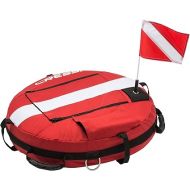 Cressi Freediving Training Buoy- Durable Material, 4 External Handles, 2 Exterior D-Rings and Red Diving Flag for Safety
