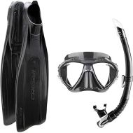 Cressi Pro Star Bag- Fins Mask and Snorkel - Diving Snorkeling Set in Black (Italian Made)