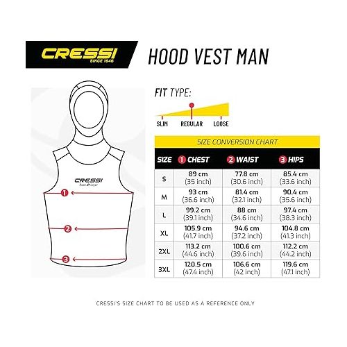 크레시 Cressi Men's Base Layer Hood Vest 2.5/5mm, 3XL