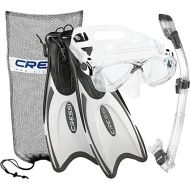 Cressi Palau Fin and Marea Dry Combo - Marea Mask, Supernova Dry Snorkel, Palau Long Fin, with Snorkeling Bag for Transport