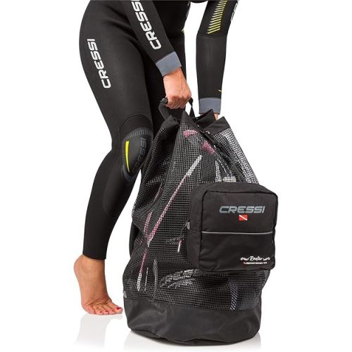 크레시 Cressi Heavy Duty Mesh Backpack 90 liters Capacity for Scuba Diving, Water Sport Gear | Roatan: designed in Italy, Black, One Size (UB936000)