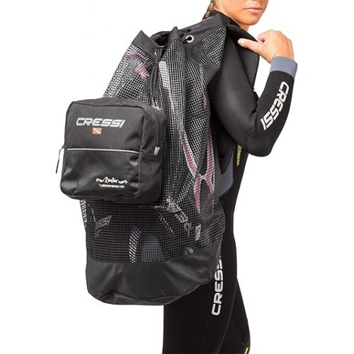 크레시 Cressi Heavy Duty Mesh Backpack 90 liters Capacity for Scuba Diving, Water Sport Gear | Roatan: designed in Italy, Black, One Size (UB936000)