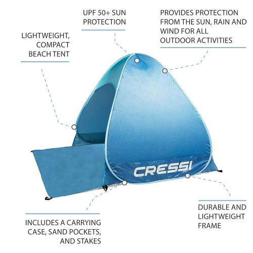 크레시 Cressi Beach Tent - Strandmuschel fuer die Verwendung im Freien, Tragbar, Automatische OEffnung Pop-up