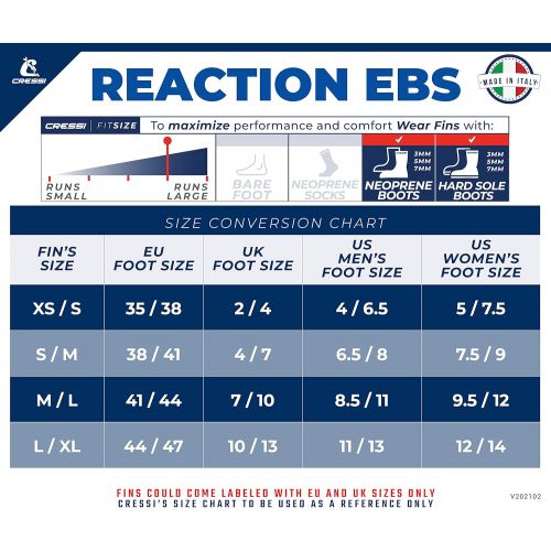 크레시 Cressi Fersenbandflosse Reaction EBS (Made in Italy)