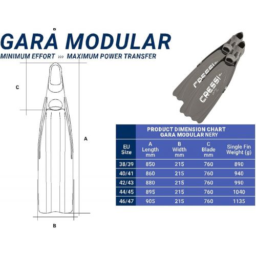 크레시 Cressi Gara High Performance, Apnoe / Tauchen, Erwachsene Premium Flossen, Austauschbar Flossenblatt - Made in Italy