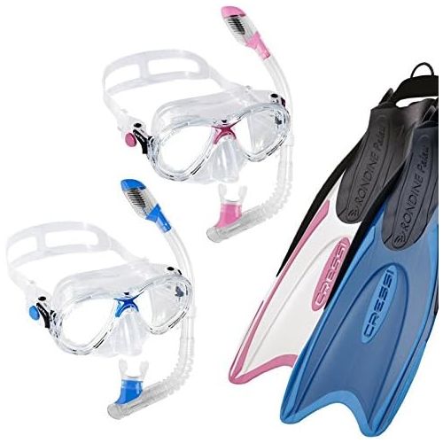 크레시 Cressi Palau Kid Bag, Childrens Snorkel Set with Fins