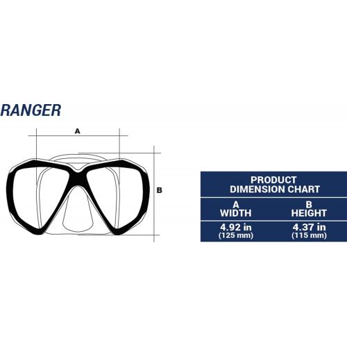 크레시 Cressi Ranger Schnorchelset - Schnorcheln Set mit Schnorchel und Taucherbrille, wasserdichte Tauchmaske Anti-Fog Anti-Leck aus Gehartetem Glas, mit 3-Kanal Premium Dry Schnorchel f