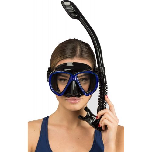 크레시 Cressi Ranger Schnorchelset - Schnorcheln Set mit Schnorchel und Taucherbrille, wasserdichte Tauchmaske Anti-Fog Anti-Leck aus Gehartetem Glas, mit 3-Kanal Premium Dry Schnorchel f