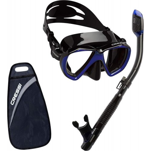 크레시 Cressi Ranger Schnorchelset - Schnorcheln Set mit Schnorchel und Taucherbrille, wasserdichte Tauchmaske Anti-Fog Anti-Leck aus Gehartetem Glas, mit 3-Kanal Premium Dry Schnorchel f