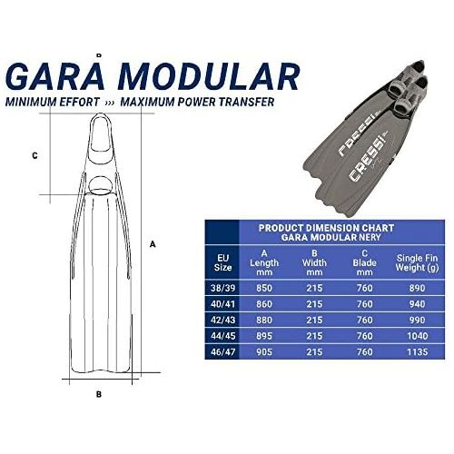 크레시 Besuchen Sie den Cressi-Store Cressi Gara High Performance, Apnoe / Tauchen, Erwachsene Premium Flossen, Austauschbar Flossenblatt - Made in Italy