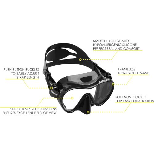 크레시 [아마존베스트]Cressi F1, Scuba Diving Snorkeling Frameless Mask - Cressi: Quality Since 1946