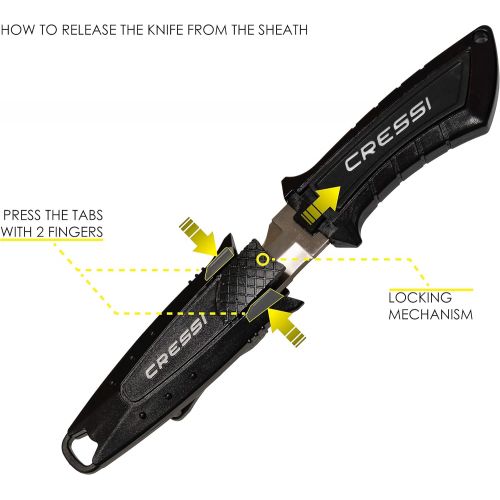 크레시 [아마존베스트]Cressi Short Blade Knife for Scuba Diving and Spearfishing with Quick-Release Sheath & Hose Holder | Lima: designed in Italy