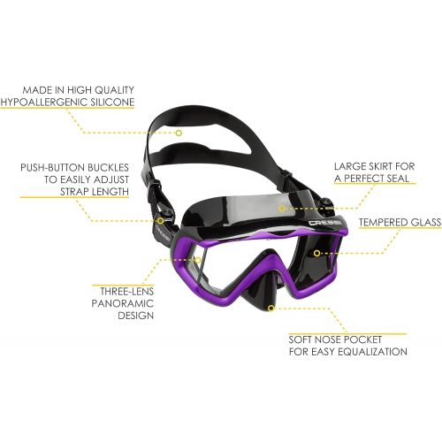 크레시 Cressi Large Wide View Mask for Scuba Diving & Snorkeling Pano 3: designed in Italy