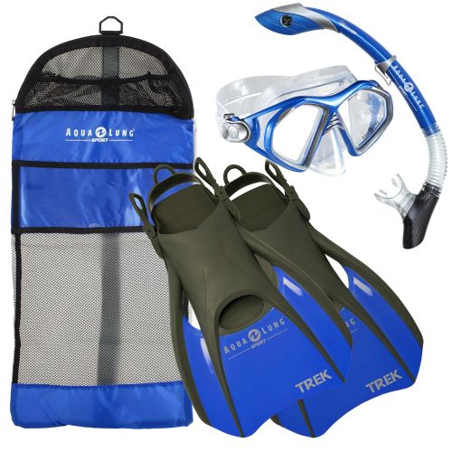 크레시 Cressi Aqua Lung Admiral Mask Fin Dry Snorkel Set with Snorkeling Gear Bag