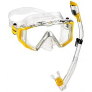 Cressi Italian Designed Liberty Triside Panoramic View Tempered Glass Lens Premium Scuba Snorkeling Mask Dry Top Snorkel Set (Renewed)