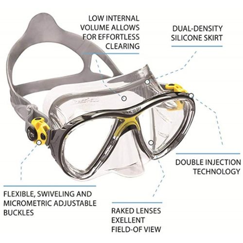 크레시 Cressi Adult Patented Inclined Inverted Teardrops Lens Mask for Scuba, Snorkeling, Freediving | Big Eyes Evolution: made in Italy