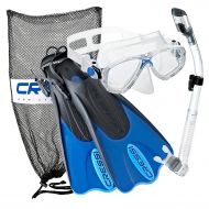 Cressi Palau Mask Fin Snorkel Set with Snorkeling Gear Bag, Designed and Manufactured in Italy (Renewed)