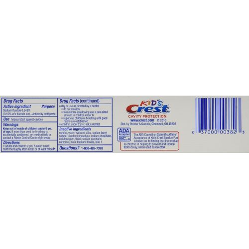  Crest Kids Crest, Fluoride Anticavity Toothpaste, Sparkle Fun Flavor, 4.6 Ounce Tubes (Pack of 4)