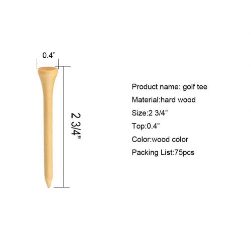  [아마존 핫딜]  [아마존핫딜]Crestgolf 70mm, 23/4Zoll mit Holz-Tees Golf-Tees, aus Holz, Golf-Tees, aus Holz, 100Stueck