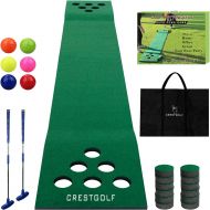 [아마존베스트]Crestgolf Golf Beer Pong Game Set Green Mat,Golf Putting Mat with 2 Putters, 6 Golf Balls,12 Golf Hole Covers for Indoor&Outdoor Short Game Office Party Backyard Use