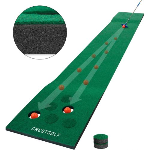  [아마존베스트]Crestgolf Golf Beer Pong Game Set Green Mat,Golf Putting Mat with 2 Putters, 6 Golf Balls,12 Golf Hole Covers for Indoor&Outdoor Short Game Office Party Backyard Use