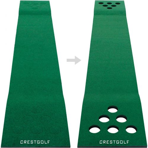  [아마존베스트]Crestgolf Golf Beer Pong Game Set Green Mat,Golf Putting Mat with 2 Putters, 6 Golf Balls,12 Golf Hole Covers for Indoor&Outdoor Short Game Office Party Backyard Use