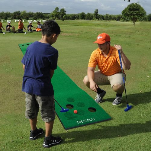  [아마존베스트]Crestgolf Golf Beer Pong Game Set Green Mat,Golf Putting Mat with 2 Putters, 6 Golf Balls,12 Golf Hole Covers for Indoor&Outdoor Short Game Office Party Backyard Use