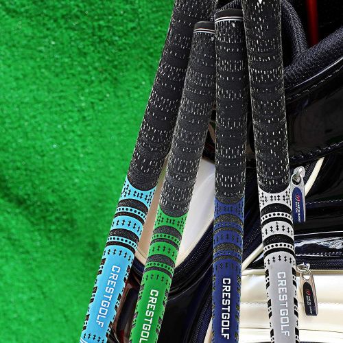  Crestgolf Multi -Compound Golf Grips, Standard/Mid Size All-Weather Control Thread Technology Rubber Combine with Carbon Yard, Anti-Slip-Set of 13