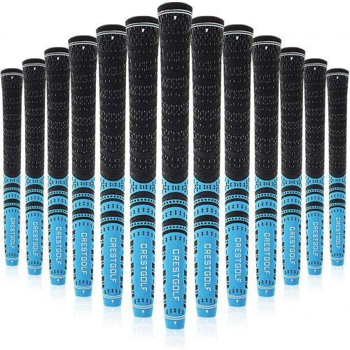  Crestgolf Multi -Compound Golf Grips, Standard/Mid Size All-Weather Control Thread Technology Rubber Combine with Carbon Yard, Anti-Slip-Set of 13