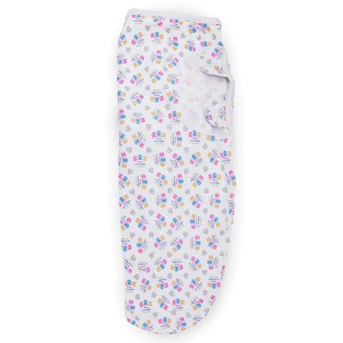  Cribs for Kids Swaddlette Swaddle 7-14 pounds ABC Safe Sleep Message Print (White with Multi Color Print, Small/Medium)