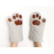 [아마존베스트]Cricket & Junebug Oven Mitts Cat Paws - Grey and Brown