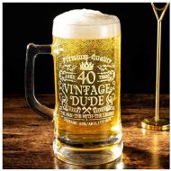 [아마존베스트]Crisky 40th Birthday Vintage Dude Beer Mug for Men 40 Years Old Gift 21 oz Birthday Beer Glass for Him, Husband, Father, Brother Friends Uncle Coworker, Large Capacity Beer Mug Gif