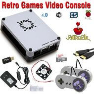 CrispConcept Raspberry Pi 3 based retro games emulation system retropie - 32GB edition with 2x snes type controllers and installed cooling fan