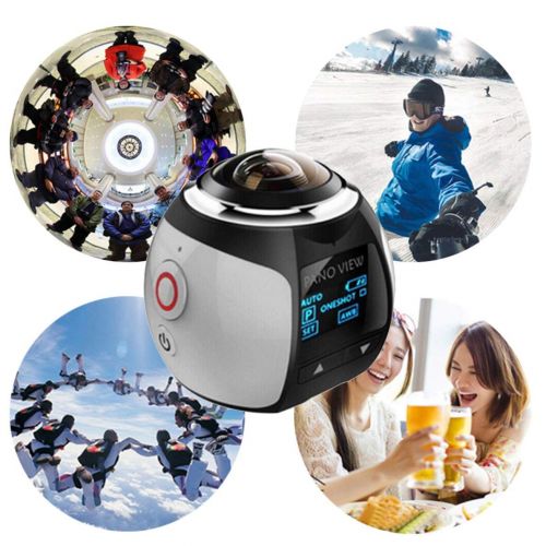  Crispsound WiFi Camera, 1080P HD 360°Panoramic Fisheye VR Action Sport Monitor Night Vision Underwater Waterproof Camcorder with Accessories Kits, for Smartphone PC
