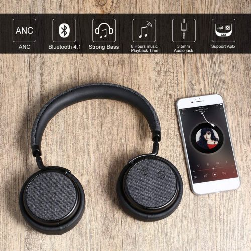  Crispsound H5 Plus ANC Wireless Bluetooth 4.1 Headphones Active Noise Cancelling 3.5MM Jack Headset with Mic Strong Bass Music Earphone