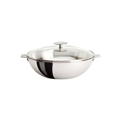  Cristel Casteline Stainless Steel 4 qt Wok wGlass Lid