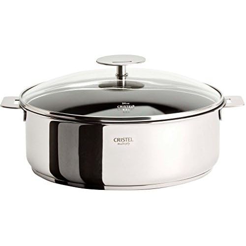  Cristel Multiply Stainless Steel Non-Stick 4 Quart Sautepan with Glass Lid