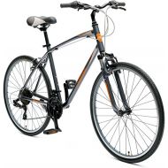 Critical Cycles Mens Barron Hybrid 21 Speed Bike, Graphite/Orange