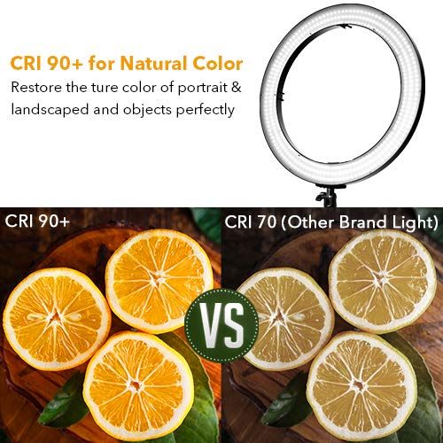 CroLED Upgraded 18inch LED Ring Light for iPhone Camera w 78 Stand, 720 LED 3200-5600K WarmWhite Digital Display Video Light, Camera Phone Holder & Carrying Case, USB Power Output, for
