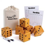 Crobyi Giant Yard Dice Game, 3.5 Giant Wooden Outdoor & Lawn Dice Game for Adults and Family. Includes 6 Giant Dice, 2 Yardzee&Farkle Scoreboard, 2 Marker Pens and a Storage Bag.
