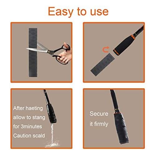  [아마존베스트]Croch Protective cover set for fishing rod: 4 pieces fishing rod cover 170 cm - 190 cm with lanyard + 8 x rod straps + non-slip shrink hose for fishing rods BD02