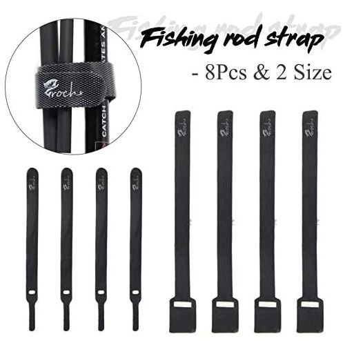  [아마존베스트]Croch Protective cover set for fishing rod: 4 pieces fishing rod cover 170 cm - 190 cm with lanyard + 8 x rod straps + non-slip shrink hose for fishing rods BD02