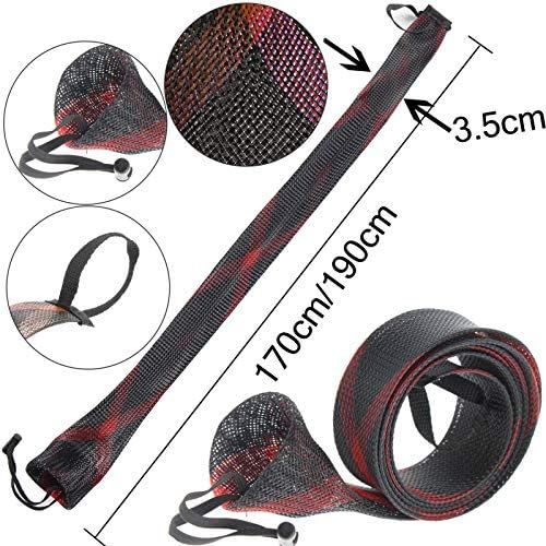  [아마존베스트]Croch Protective cover set for fishing rod: 4 pieces fishing rod cover 170 cm - 190 cm with lanyard + 8 x rod straps + non-slip shrink hose for fishing rods BD02