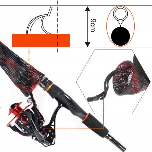  [아마존베스트]Croch Protective cover set for fishing rod: 4 pieces fishing rod cover 170 cm - 190 cm with lanyard + 8 x rod straps + non-slip shrink hose for fishing rods BD02