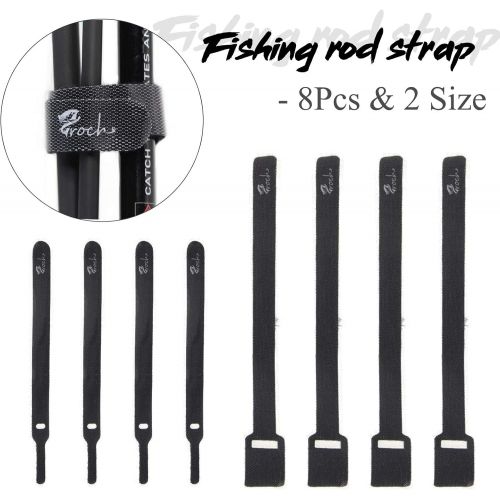  [아마존베스트]Croch Protective cover set for fishing rod: 4 pieces fishing rod cover 170 cm - 190 cm with lanyard + 8 x rod straps + non-slip shrink hose for fishing rods BD02