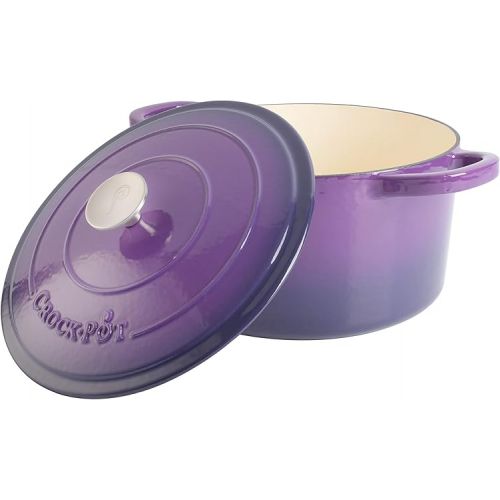 크록팟 Crock-Pot Artisan Round Enameled Cast Iron Dutch Oven, 7-Quart, Lavender Purple