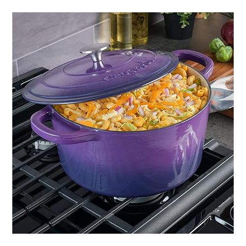 크록팟 Crock-Pot Artisan Round Enameled Cast Iron Dutch Oven, 7-Quart, Lavender Purple